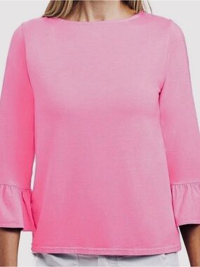 Lauren Ralph Lauren Pink Ruffle-Cuff Boatneck Blouse